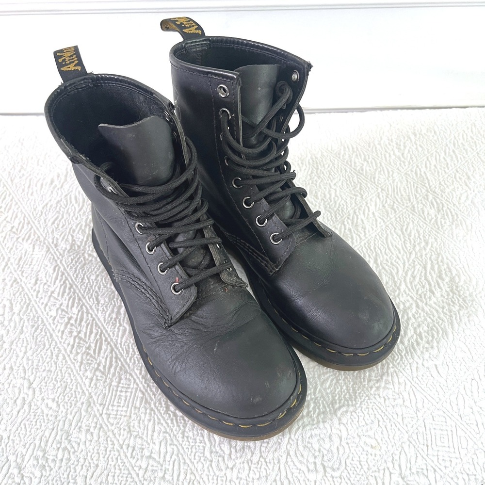 Dr. Martens 1460 Pascal 6 Women Lace Up Ankle Boots Black Leather Combat Grunge